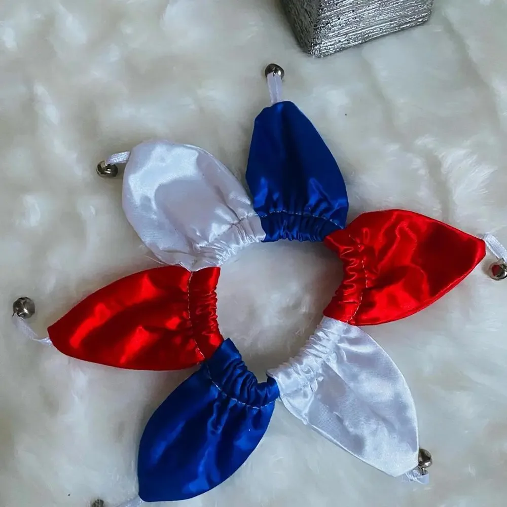 Red, White, and Blue Satin Wristbands with Bells